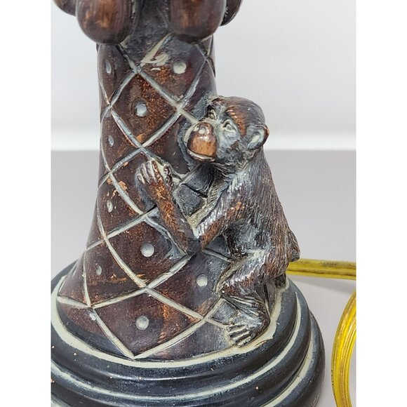 Hand-Painted Monkey Palm Tree Table Lamp Base With Brown & Green Tropical Design - Picture 8 of 10